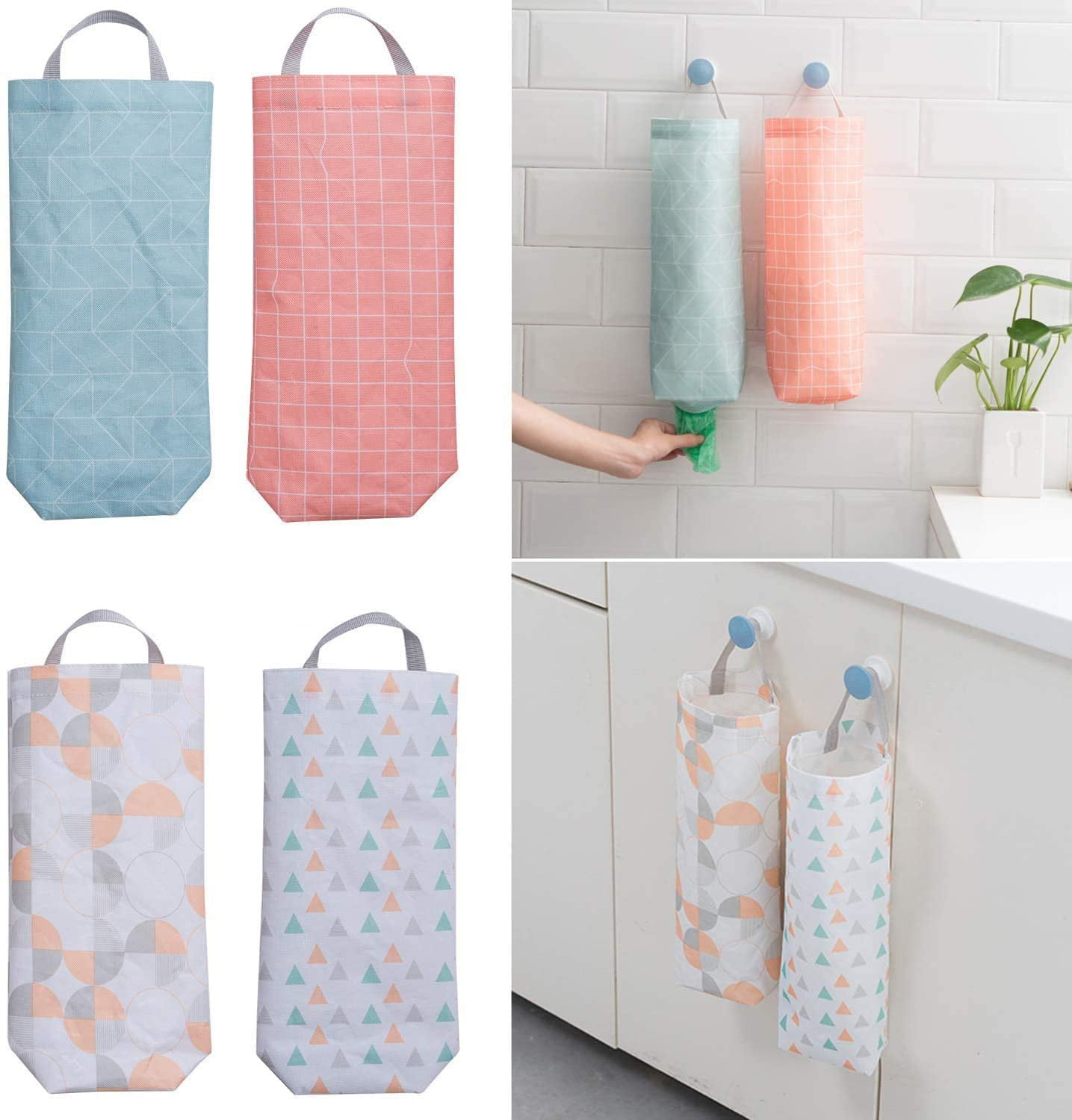 4Pcs Plastic Bag Holder Waterproof Wall Mount Grocery Bag Dispenser