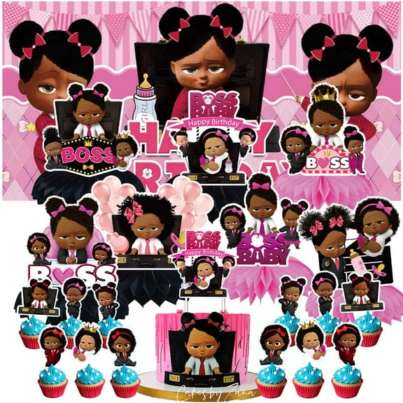 Boss Baby Africa Girl Party Supplies Honeycomb Centerpieces Table Toppers Decorations for Birthday Backdrop Banner