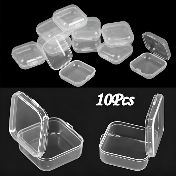 XIBUFE 2026 New 10 Pcs Mini Plastic Box for Jewelry Trinkets Transparent Display Storage Box Cases for Jewelry, Beads, Craft Supplies, Trinkets, Small Accessories Inside Clear