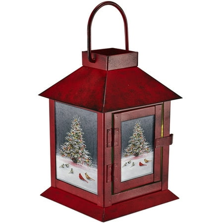 6.4” Red and White Christmas Tree Bird Gathering LED
