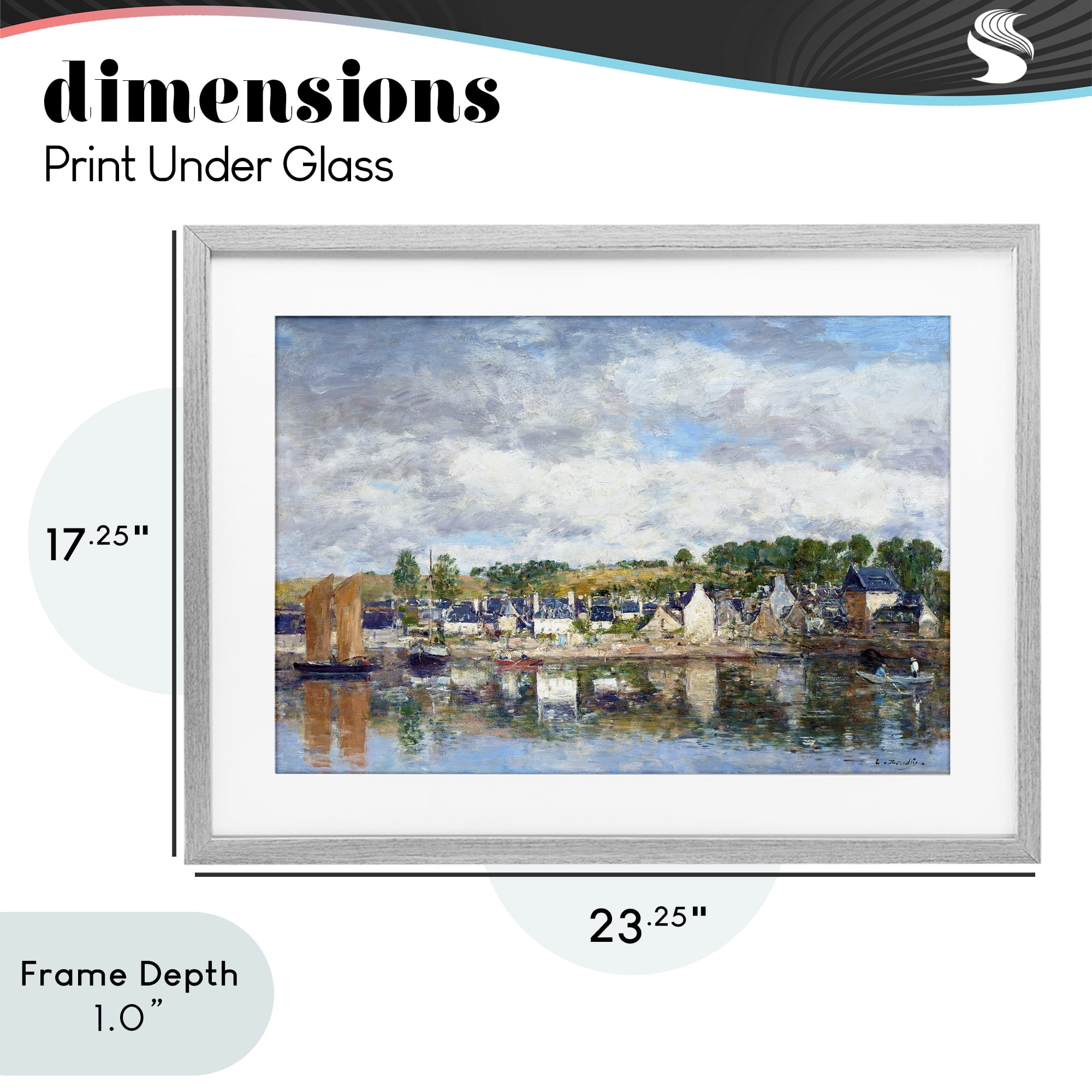 Stupell Industries Village By A River Gray Framed Print Under Glass, design by Eugene Boudin