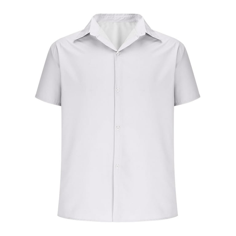 summer dress shirts for sale Qatainlav Mens Dress Shirts Casual Button Down Short Sleeve Shirt Office Business Work Tops Summer Solid Beach Vacation Clothes White S Back to