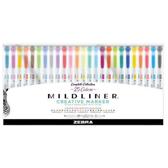 Zebra Pen Mildliner Double-Ended Creative Highlighter Set - Assorted Colors 25-Pack