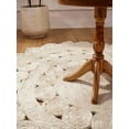 thumbnail image 4 of HAND WOVEN JUTE ECO-FRIENDLY AREA RUGS - 5'x5', Round Shape, White Color, Oriental Pattern, High Pile, Natural Fiber, Outdoor Indoor Handmade Area Rugs for Living Room, Bed Room (J00004), 4 of 6