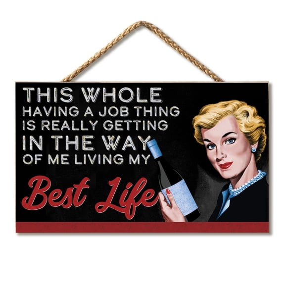 CounterArt "My Best Life" Hanging Wood Wall Sign