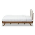 thumbnail image 5 of Baxton Studio Penelope Mid-Century Modern Solid Walnut Wood Fabric Upholstered Platform Bed, Multiple Sizes, Multiple Colors, 5 of 7