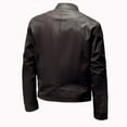 thumbnail image 4 of hopeusince Men's Brown Genuine Leather Slim Fit Biker Style Jacket with Zip Pockets Brown XXXXL, 4 of 7