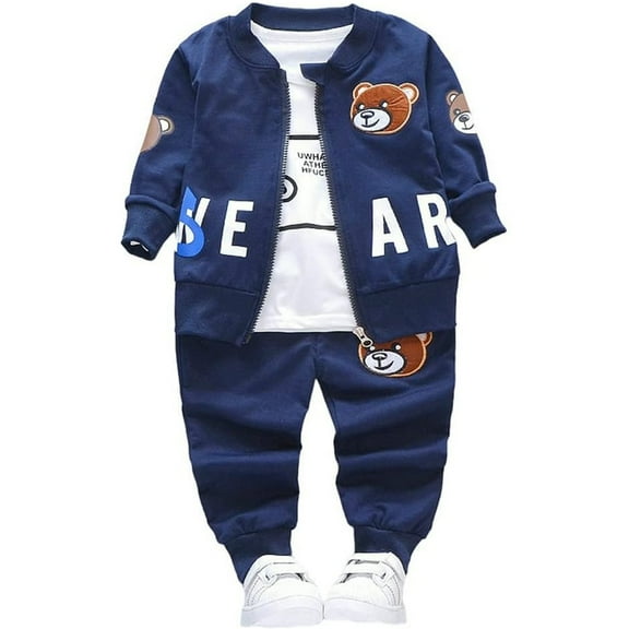 Baby Boy Clothes Toddler Infant Outfits for Boys 3 Piece Suit Long Sleeve Jacket Pants