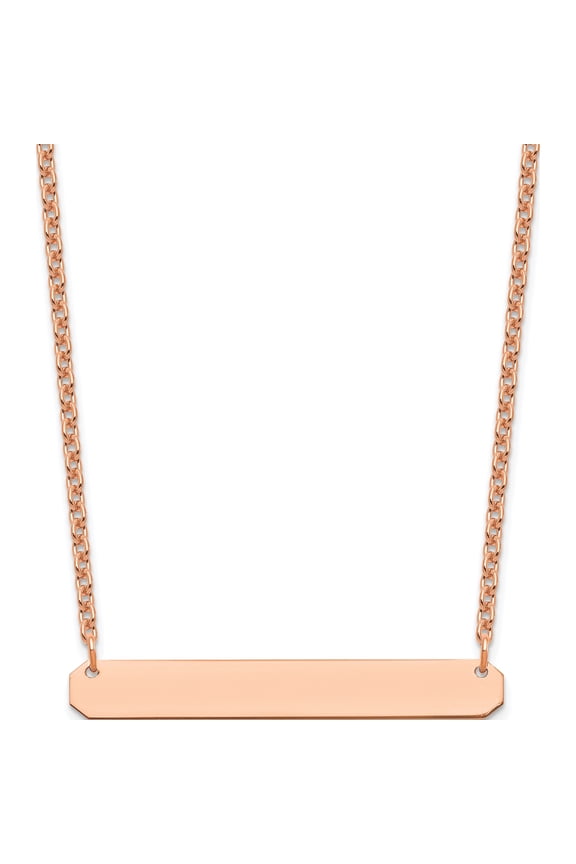 Ss/Rose Plated Ss/Rose-Plated Medium Polished Blank Bar Necklace(Length 18) - Jbsp