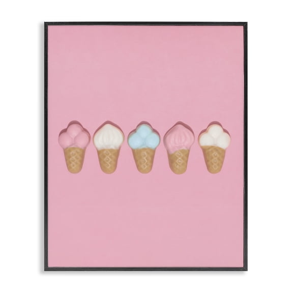 Stupell Industries Contemporary Pink Ice Cream Candy Black Framed Giclee Art, 11 x 14, by LISH Creative