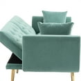 thumbnail image 7 of 3 in 1 Convertible Sofa Bed with 2 Throw Pillows, Velvet Upholstered Loveseat Sofa with 600LBS Weight Capacity, Multifunctional Sleeper Recliner Chair for Living Room, Mint Green, 7 of 7