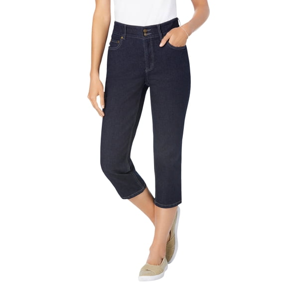 Woman Within Plus Size Stretch Built-In Slimming Panel Capri Jeans
