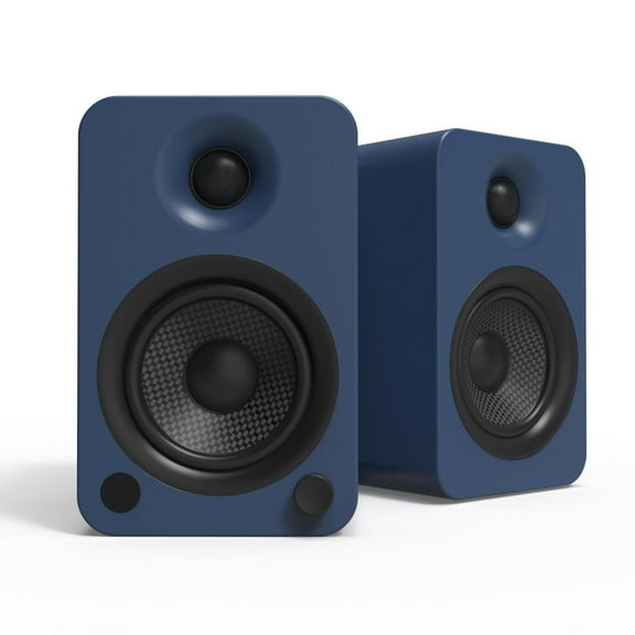 Kanto YU4 Powered Speakers with Bluetooth and Built-in Phono Preamp | 140W Peak Power | 1" Silk Dome Tweeter and 4" Kevlar Driver | Auto Standby and Startup | Remote Included | Pair | Matte Blue