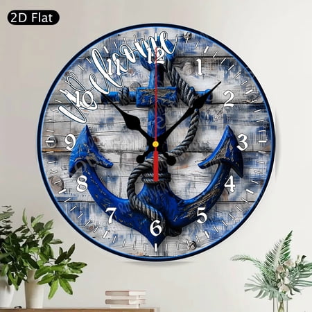 Vibrant Tropical Beach Welcome Flip Flops Silent Round Wall Clock Summer Coastal Home Decor