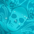 thumbnail image 4 of Adults Teal Damask Bath Curtain Antique Victorian Baroque Fabric Shower Curtain 72" Wx84 L,Vintage Floral Exotic Sugar Skull Bathroom Decor,Gothic Bone Skeleton Bohemian Decor,Light Blue, 4 of 6