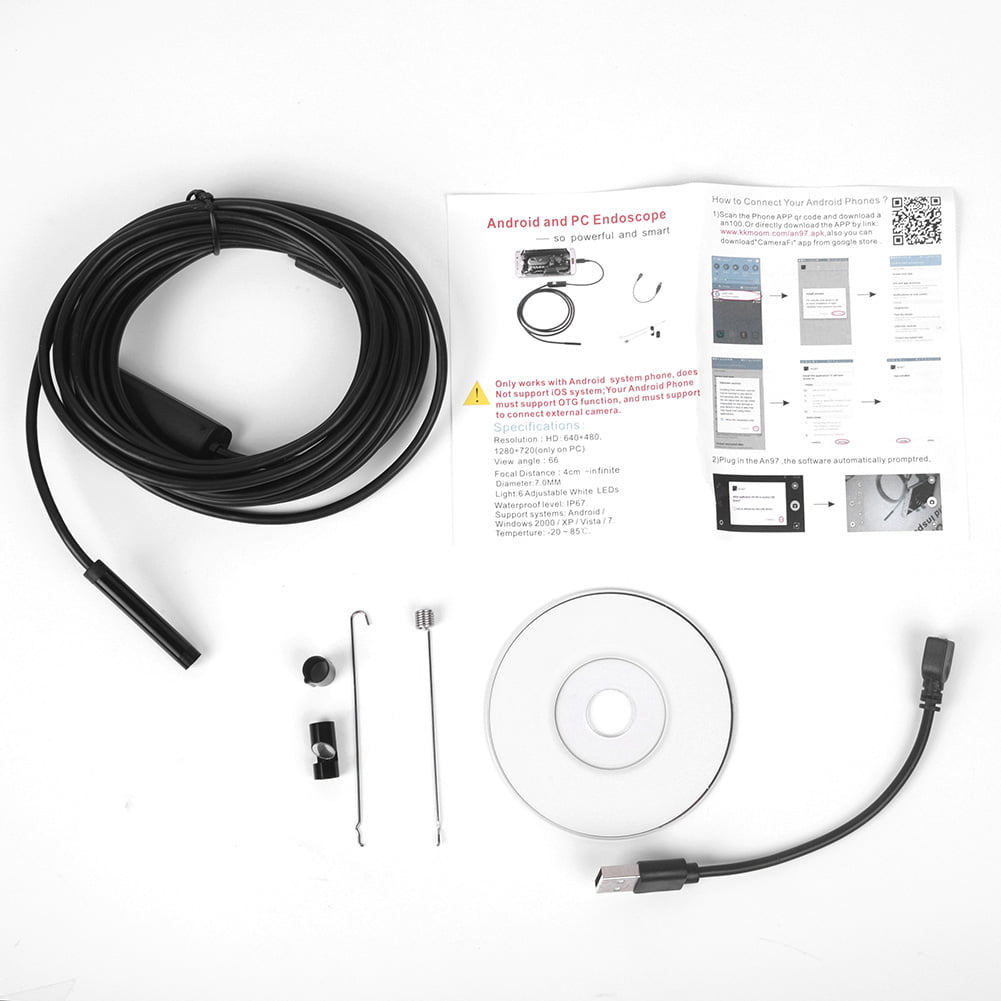 5M Pipe Inspection 7mm Camera-Plumbing Waterproof USB Drain Endoscope Sewer New 
