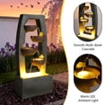 thumbnail image 2 of mdj pottery Cascading Bowl Water Fountain Outdoor, 37.6 Inch High Resin Waterfall Fountain with Quiet Pump & Warm LED, Decorative Water Feature for Patio, Backyard, Balcony and Garden - Grey, 2 of 8