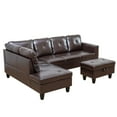 thumbnail image 5 of Sectional Couch, L Shaped Couch with Storage Ottoman, Leather Sofas for Living Room Apartment, Modern 3 Piece Sofa Set, Left Chaise, Brown, 5 of 5