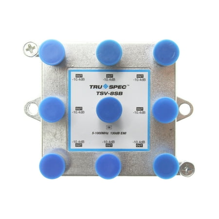 Solderback Splitter - Tru-Spec TSV-8SB Vertical 8-Port Soldered Back CATV Splitter, 1GHZ, 130DB, EMI