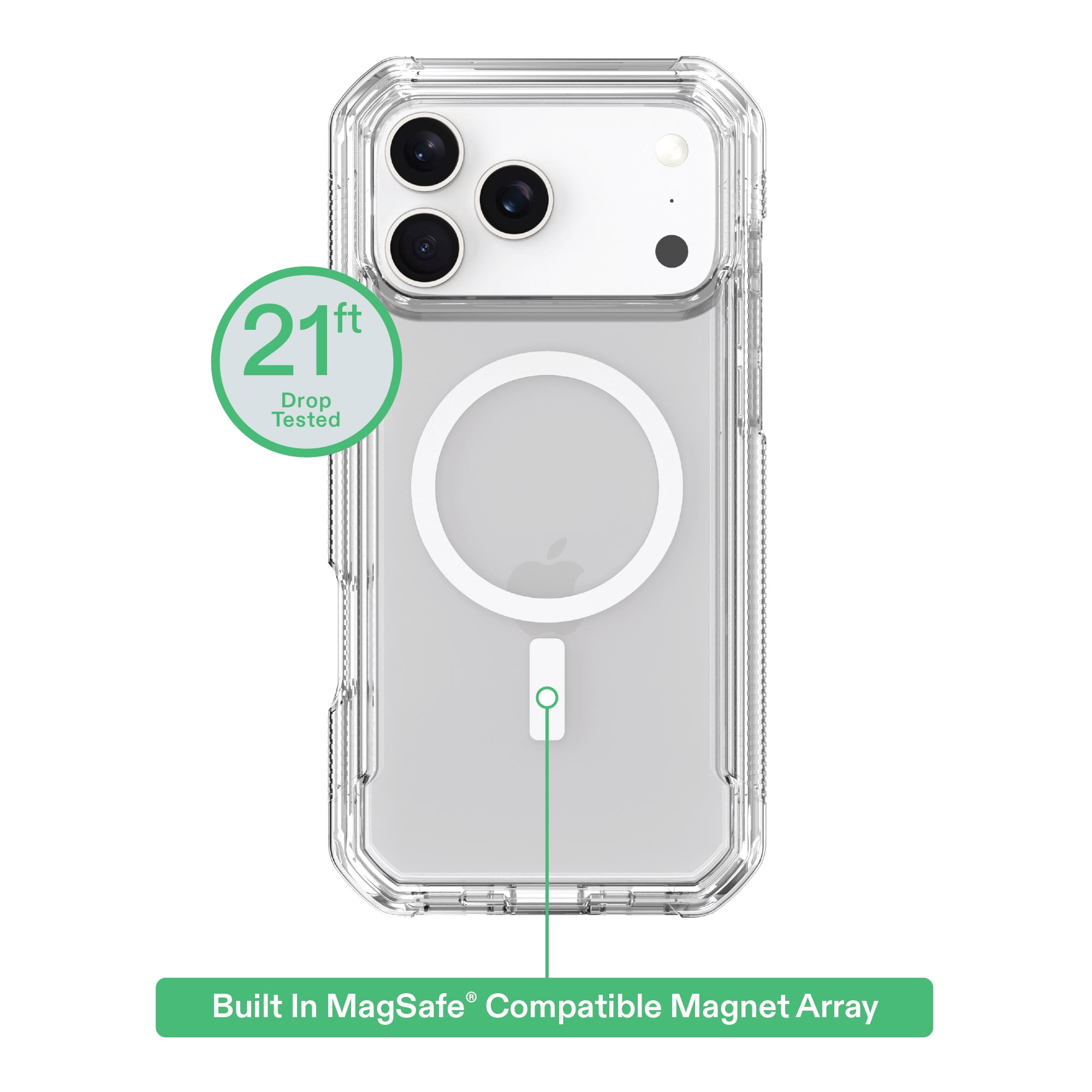 onn MagSafe Compatible Rugged Phone Case for iPhone 17 Pro Max - Clear