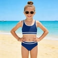thumbnail image 5 of vigerkar Girls Swimsuit 2 Piece Bikini Set Adjustable Double Strap High Waist Sporty Swimsuits Teens Swimwear for 8-16 Y (Navy, 11-12 Years), 5 of 9