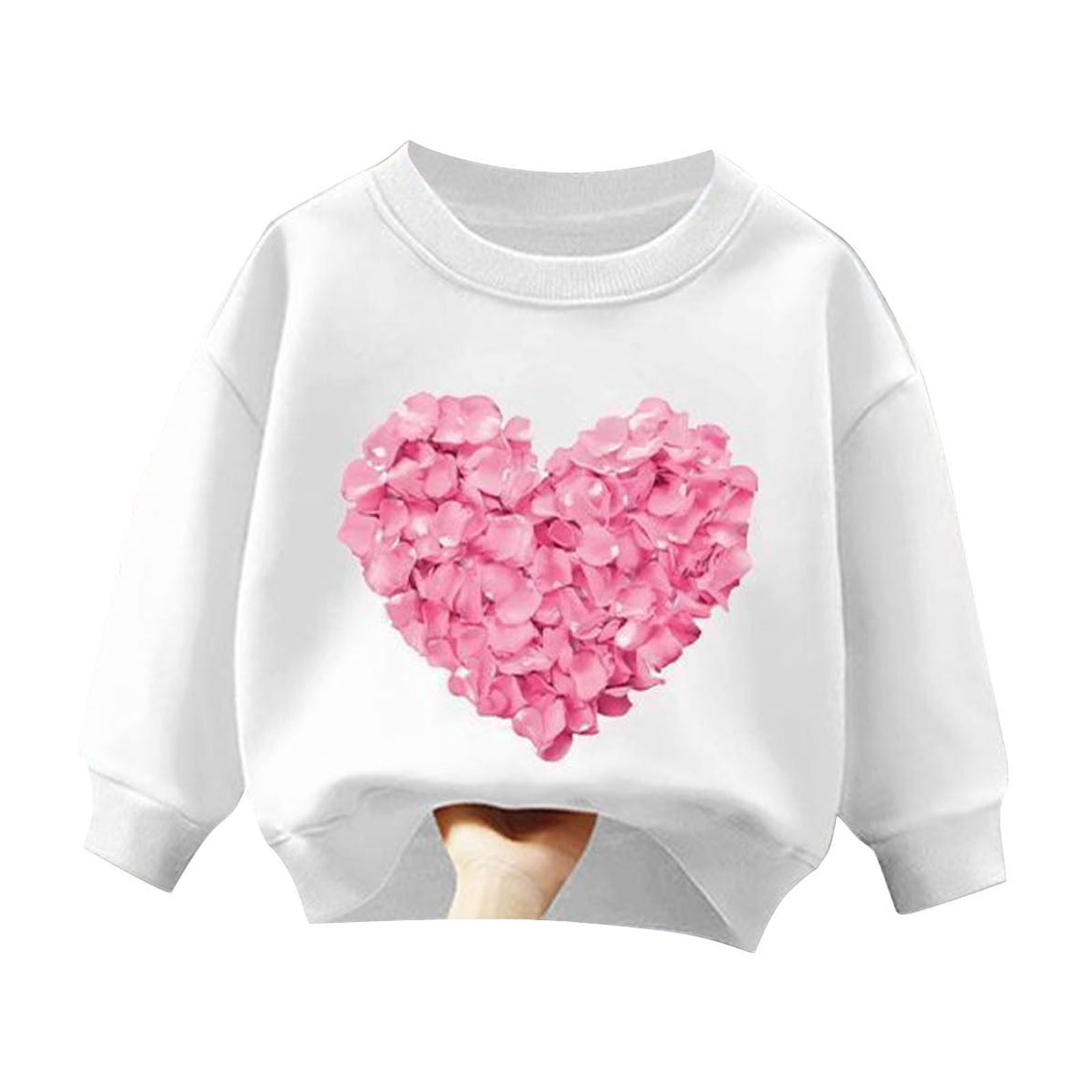 Toddlers Sweatsuits Kids Boy Girls Valentines Day Outfits 2 Piece Tracksuit Sweatshirt and Jogger Pants Set, 12-18 Months White 01