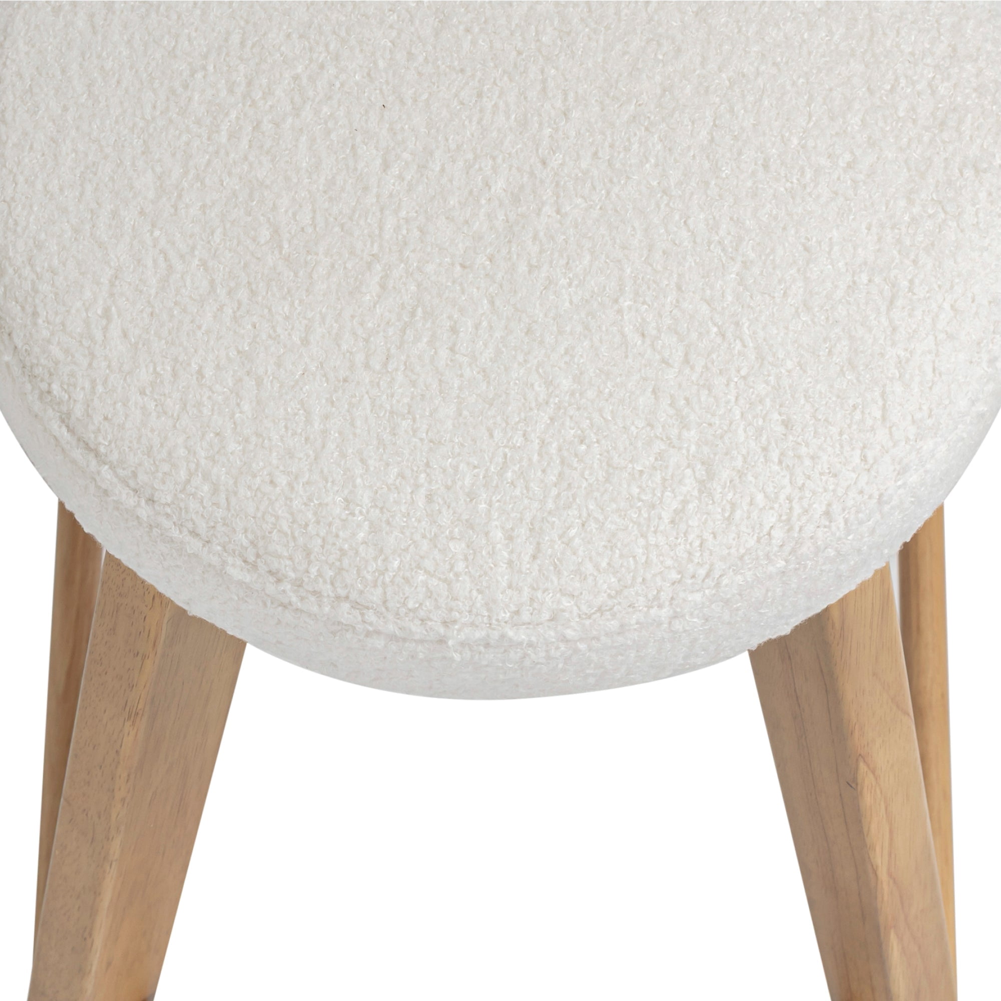 Nathan James Amalia Bohemian Swivel Bar Stool, Backless Counter Height Boucle Counter Stool with Solid Wood Legs and Upholstered Seat, White Oak