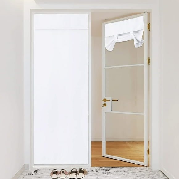 NICETOWN Room Darkening Door Curtain for Living Room, Thermal Insulated Smart Privacy Doorway Backdrop Perfect Temporary Door for Kitchen Patio Glasss Front Door, Pure White, W42 x L80 inch, 1 Panel