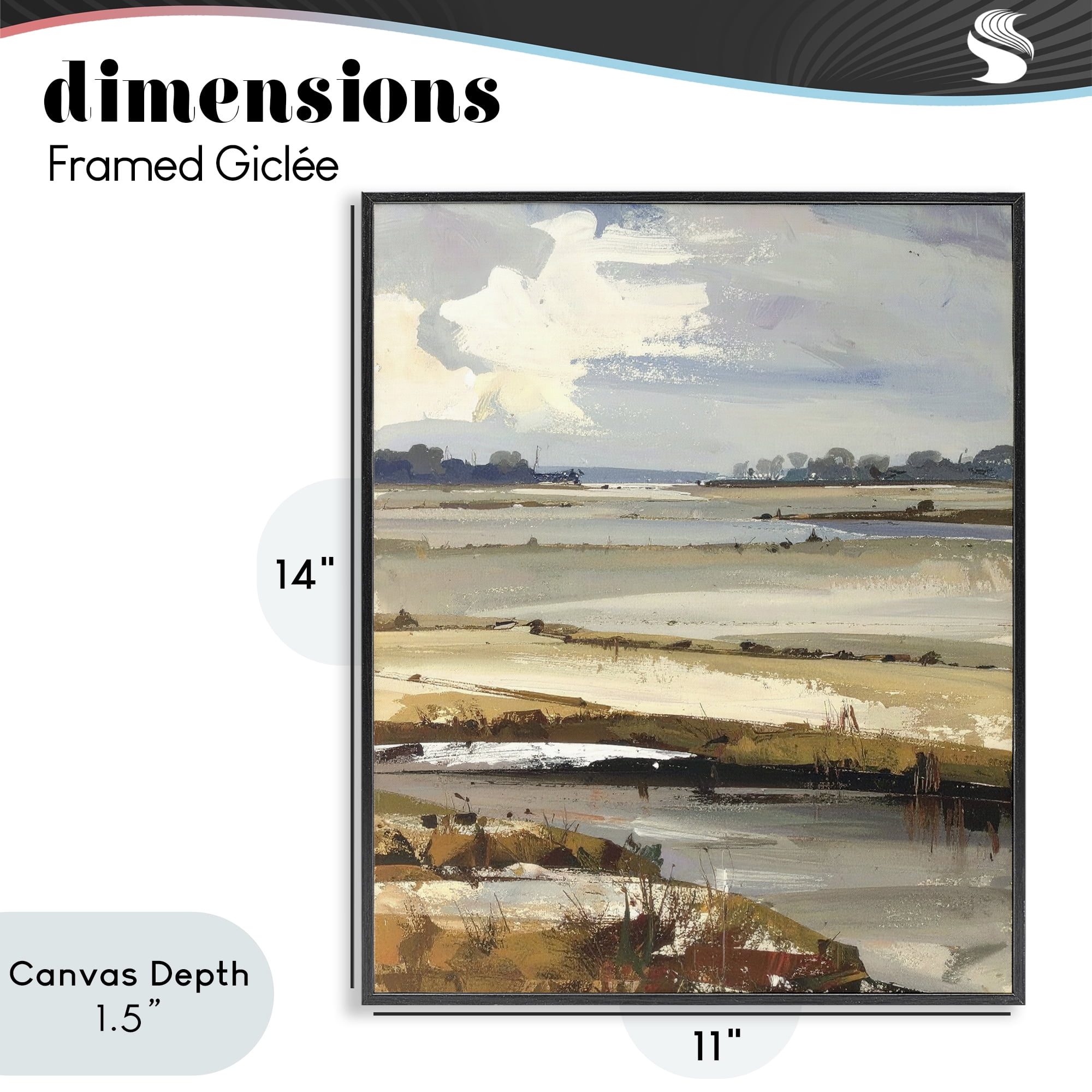 Stupell Industries Earthy Distant Horizon Black Framed Giclee Art, design by Alonza Saunders