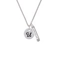 thumbnail image 2 of Delight Jewelry Silvertone Large Script Letter - U - 3/4'' Disc - Silvertone Courage Strength Wisdom Honesty Bar Charm Necklace, 23", 2 of 4