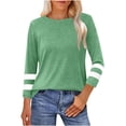 thumbnail image 1 of Sijiajgjfu Blouse pour Femmes Manches 3/4 Col Rond Hauts Automne Baseball T-Shirts Basiques Couleur Unie, 1 of 6