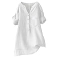 thumbnail image 2 of Miqool Women's Cotton Linen Blend Blouses Summer Short Sleeve V-Neck Shirts Casual Loose Fit Tunic Tops with Pocket, 2 of 9