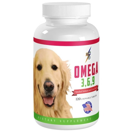 Best Omega 3 6 9 Fish Oil for Dogs - Helps with Itchy Skin, Coat, Joints, Heart and Brain - Fatty Acids Dog Supplements - Boost Immune System - 120 Chewable Tablets (Salmon