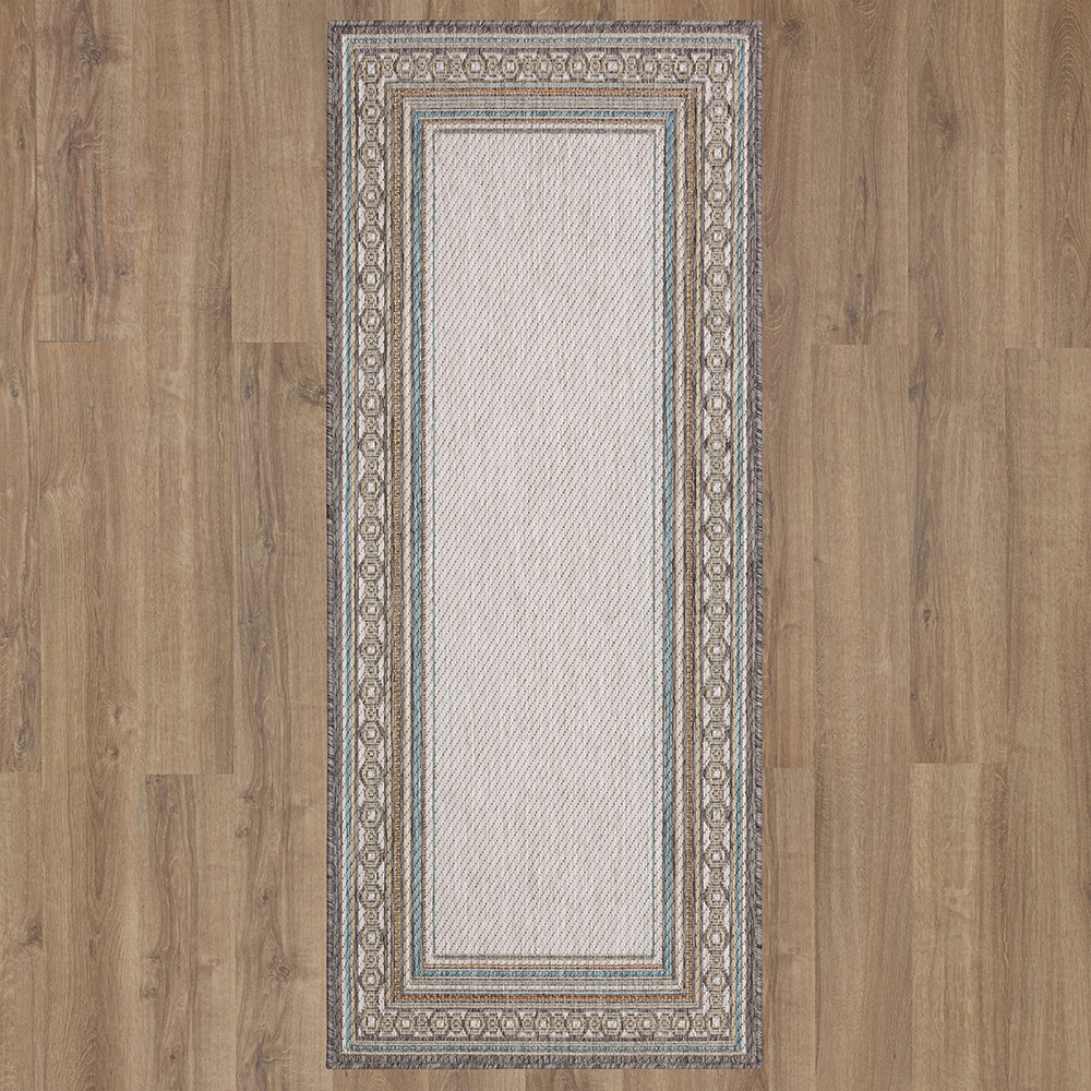 Mohawk Home Islamorada Stripe Outdoor Area Rug, Light Grey, 2' 6" x 6'