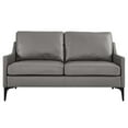 thumbnail image 5 of Loveseat Sofa Couch, Grey Gray, Leather, Mid Century Living Lounge Cafe Lobby Hospitality Restaurant, Modern Contemporary HB34314, 5 of 8