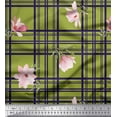 thumbnail image 1 of Soimoi Green Cotton Duck Fabric Check & Magnolia Floral Printed Fabric 1 Yard 42 Inch Wide, 1 of 3