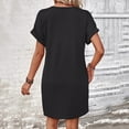 thumbnail image 4 of Birdeem Robes pour Femmes Robe à Manches Courtes Raglan Col en V Boutonnée Couleur Unie, 4 of 12