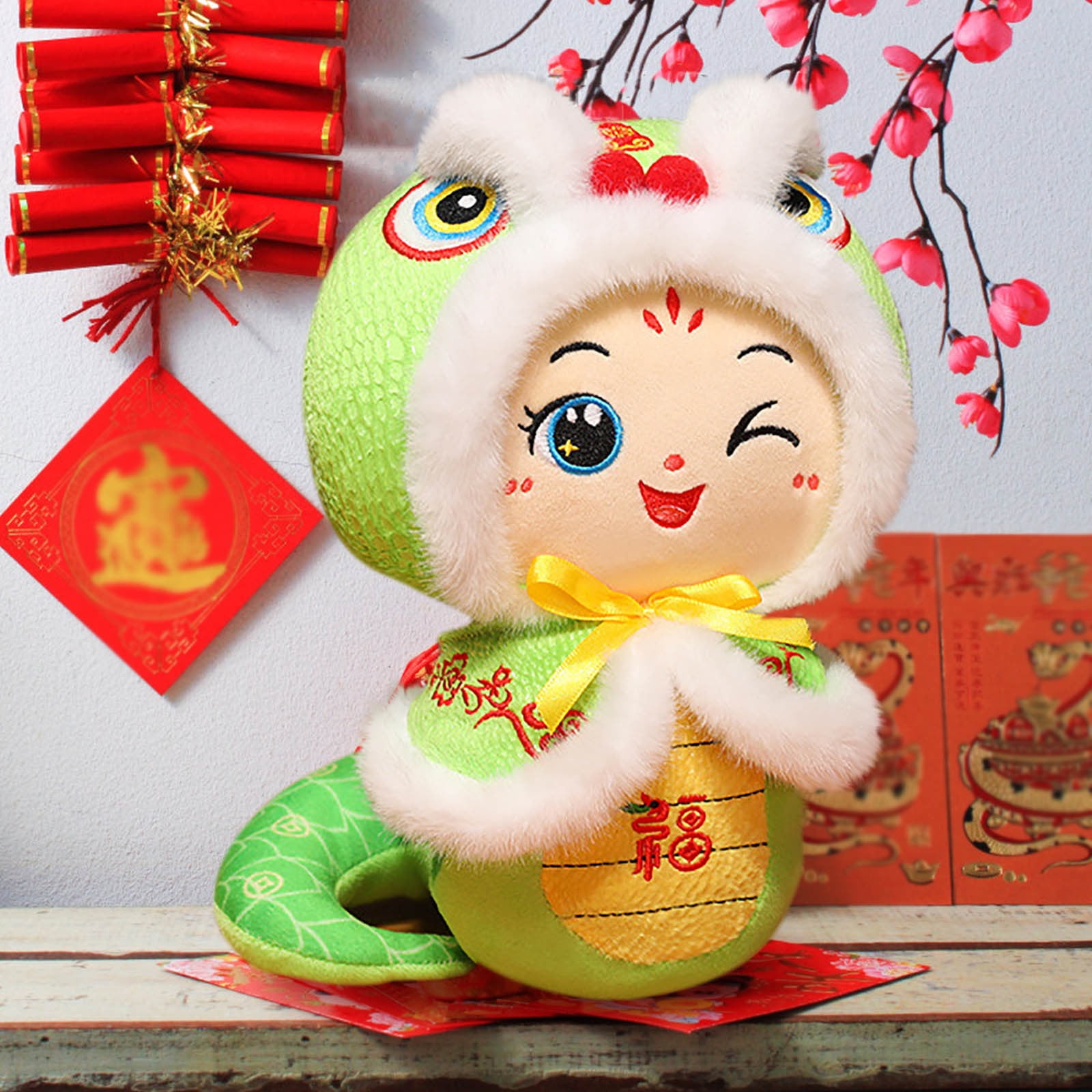Pxyqht Cute Snake Year Doll Plush Toy for Babies,Auspicious Gift with Good Meaning for Newborns,Soft Cloth Doll for Decor and Playtime,Ideal Photography Prop