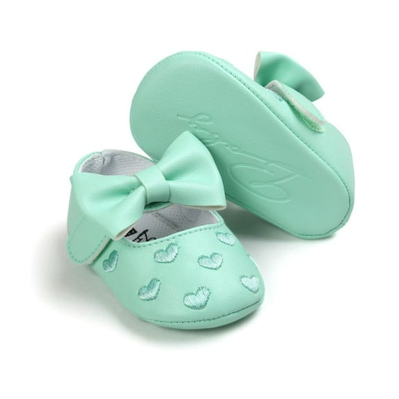 Baby Girl Crib Shoes, Soft Sole Flats Princess Dresses Shoes PU Cute Bow Prewalker