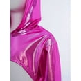 thumbnail image 5 of Doomiva Kids Girls Metallic Jazz Hip Hop Dance Crop Tops Long Sleeve Cropped Hoodies Shiny Pullover Sweatshirt Club Hot Pink 8, 5 of 7