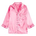 thumbnail image 7 of larppty Toddler Pajamas 2 Pieces Silk Stain Long Sleeve Button Down Shirts and Pants Homewear for Boys Girls, 7 of 7