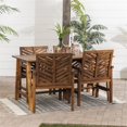 thumbnail image 5 of Solid Acacia Wood 5-Piece Chevron Dining Set in Dark Brown, 5 of 6