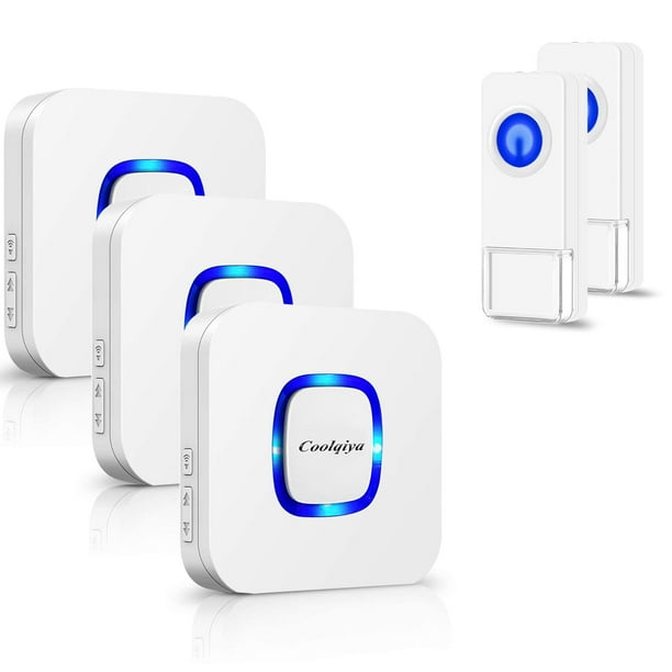 Timbres inalámbricos Coolqiya para el hogar con botones de timbre remotos impermeables y receptor enchufable