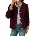 thumbnail image 3 of Women'S Knit Cardigan Sweaters Casual Long Sleeve Open Front Button Down Trendy Jackets Outerwear Wine Red XL, 3 of 9