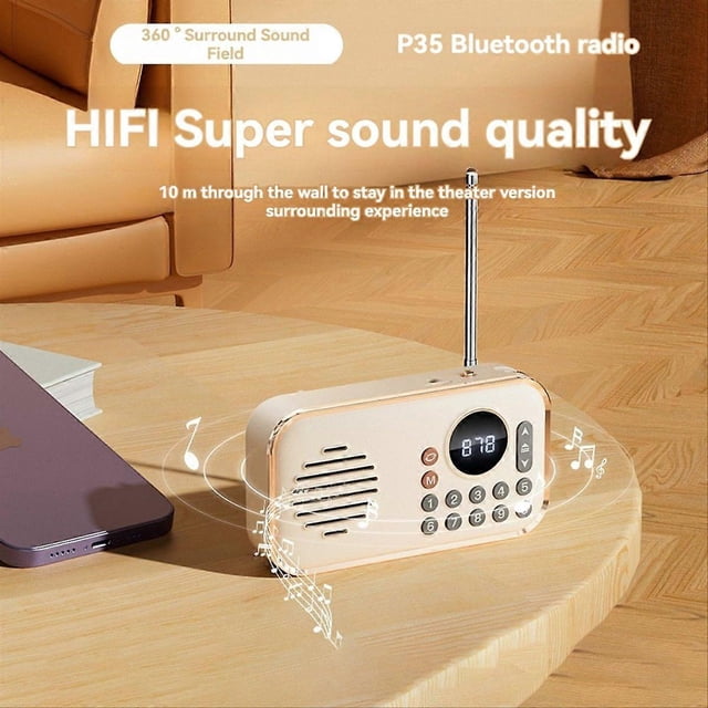 FM Radio rechargeable small Wireless Bluetooth Speaker pink