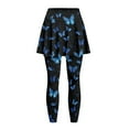 thumbnail image 4 of SCRAWLGOD Blue Butterfly Tennis Skirted Leggings with Pockets for Women Comfortable Trendy Golf Yoga Clothes Breathable Stretchy Sporty Pickleball Skorts Leggings, S, 4 of 7