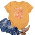 thumbnail image 4 of Camiseta de Manga Corta de Cuello Redondo con Patrones de Corazón de Moda de las Mujeres para Diario, Fiesta, Primavera Y Verano, 4 of 5