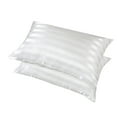 thumbnail image 3 of Silky Satin Pillowcases for Hair and Skin, 2-Pack Silk Like Striped Pillow Cases, Super Soft Pillow Covers with Envelope Closure (White Stripe, Khaki Stripe), 3 of 7