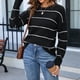 thumbnail image 4 of Gibobby Suéter de invierno para mujer, Suéter de cachemira 100 % lana sólida para mujer, cuello redondo, para otoño e invierno(Negro,G), 4 of 5