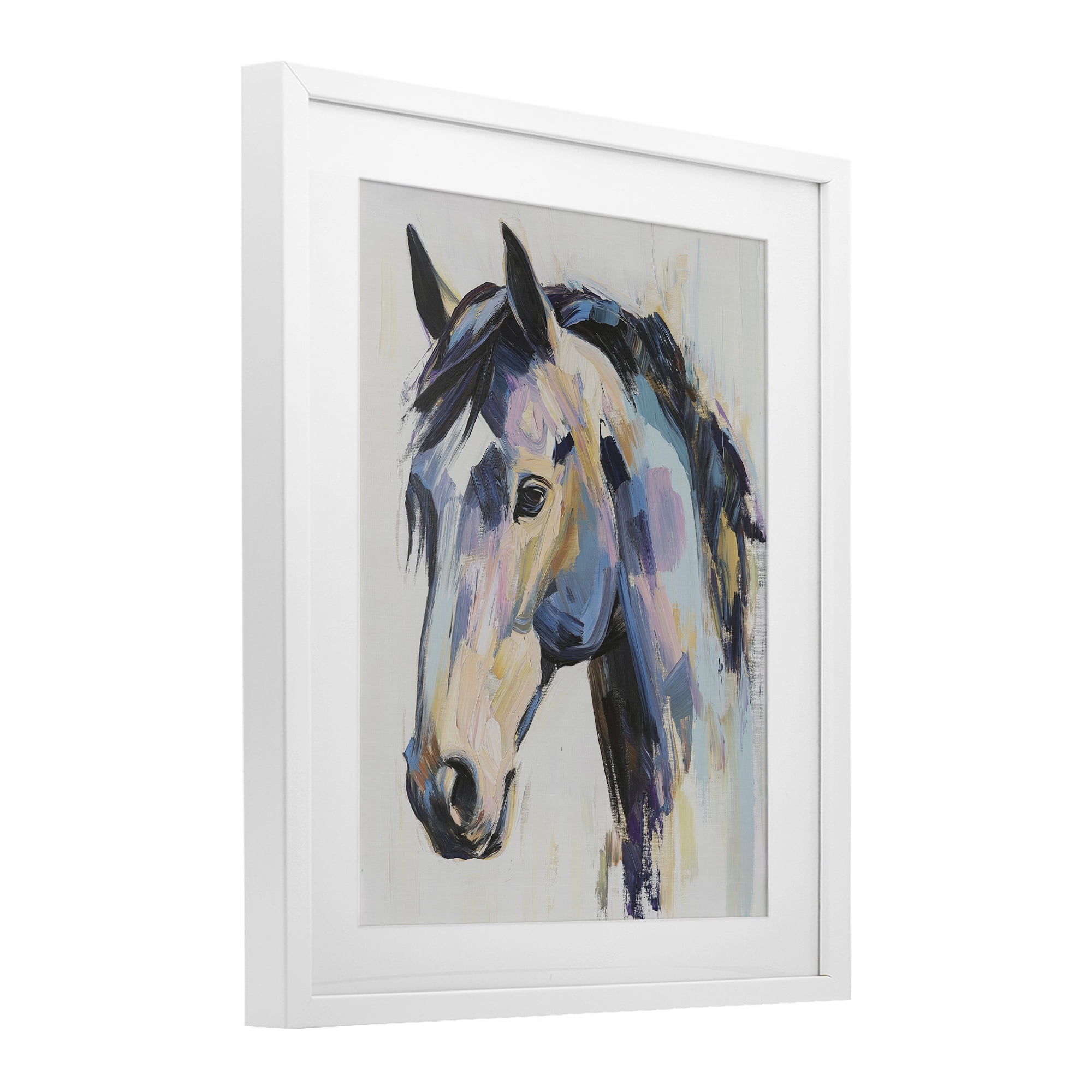 Stupell Industries Chromatic Stallion Abstraction White Framed Print Under Glass, design by Svetlana Aleynikova